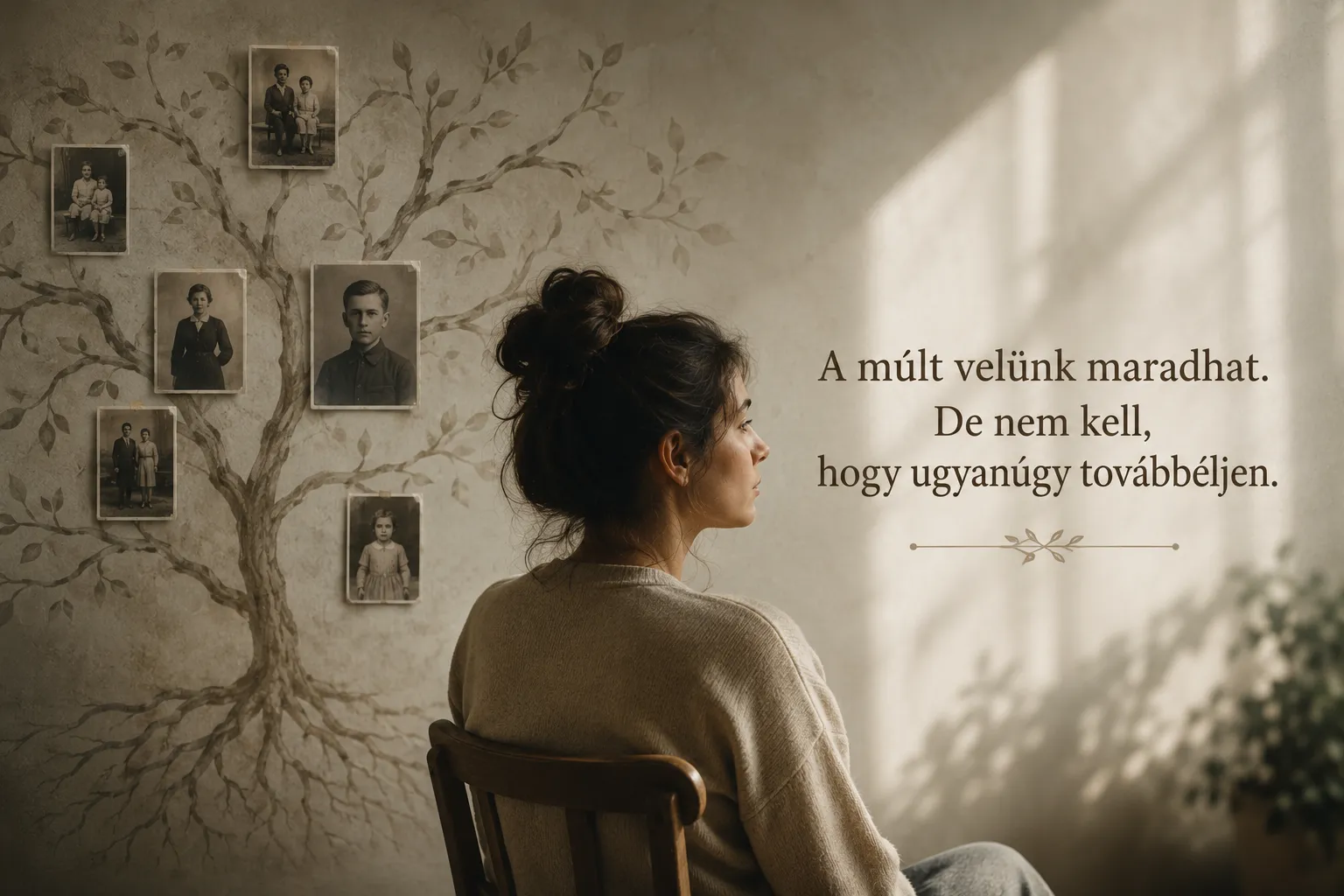 Generációs traumák és családi minták továbbadását szimbolizáló családfa